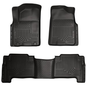 Infiniti QX56 Floor Liners - Front + Rear - Husky Liners - WeatherBeater, Front & 2nd Row - Black - 2011